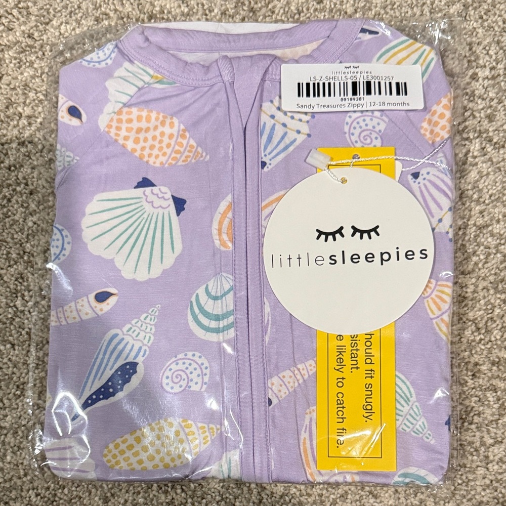 Little Sleepies Lavender Seashell 12-18M Zippy